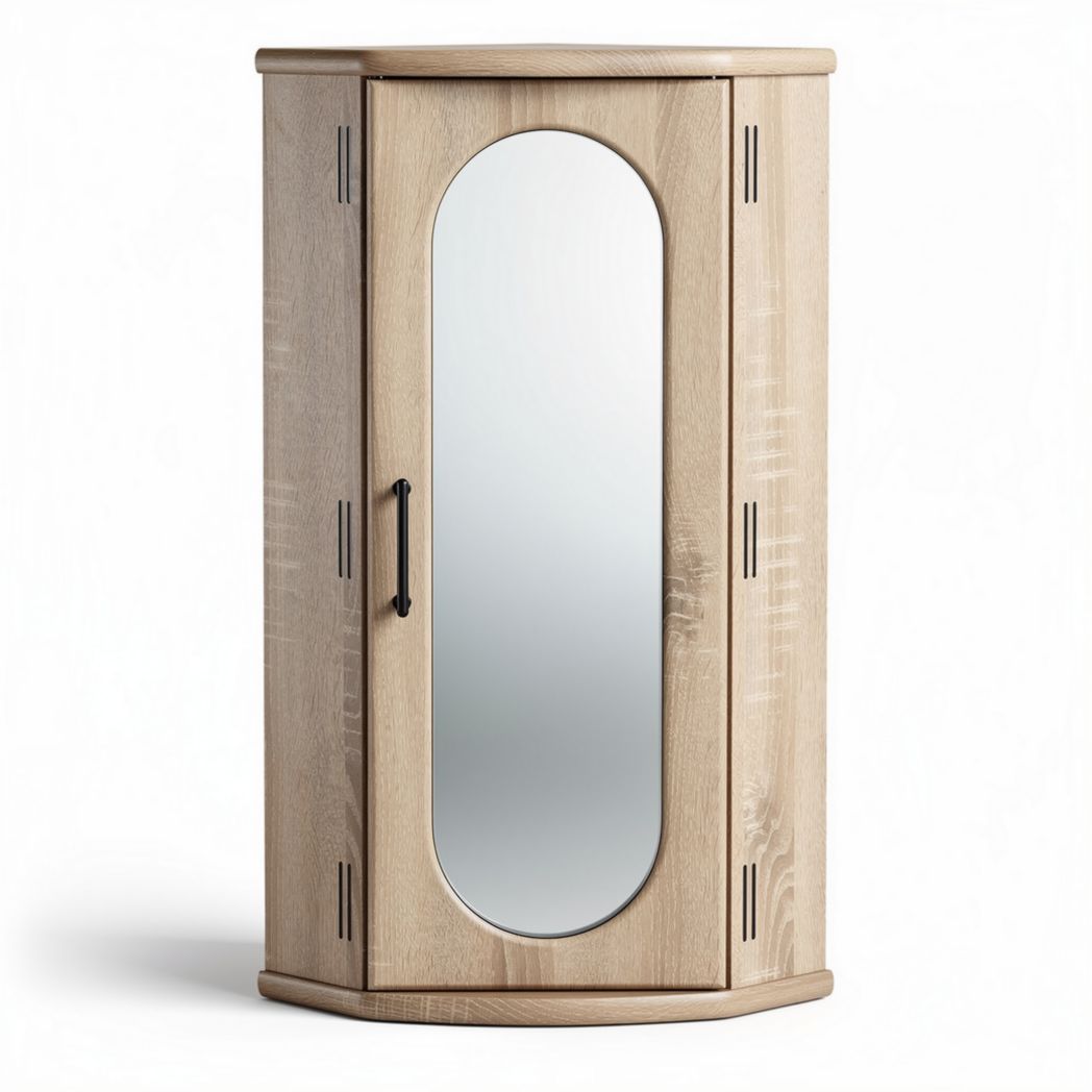 Armoire en bois clair avec miroir intégrée dimensions 50 x 30 x 170cm