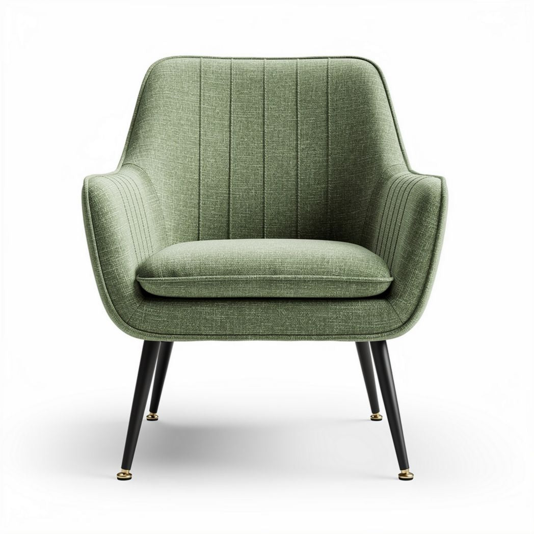Fauteuil en tissu vert avec pieds noirs dimensions 80 x 70 x 80cm