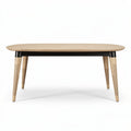 Table basse en bois de hêtre 120 x 60 x 30cm avec pieds en métal noir