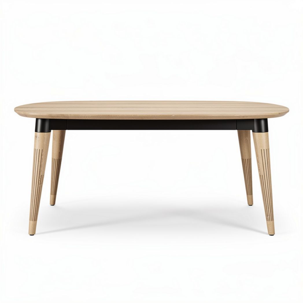 Table basse en bois de hêtre 120 x 60 x 30cm avec pieds en métal noir