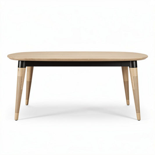 Table basse en bois de hêtre 120 x 60 x 30cm avec pieds en métal noir