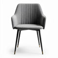 Chaise en tissu gris avec pieds en métal noir dimensions 50 x 55 x 80cm