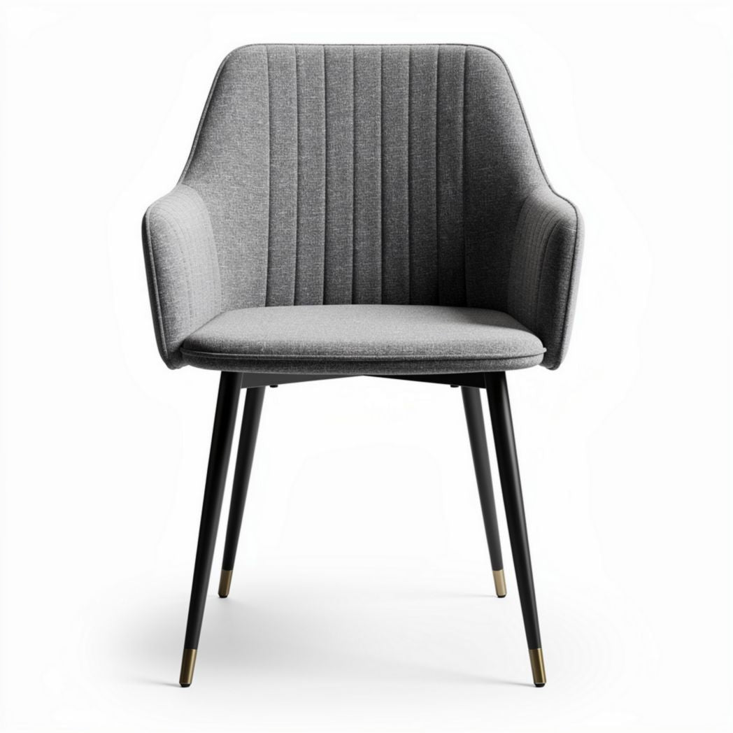 Chaise en tissu gris avec pieds en métal noir dimensions 50 x 55 x 80cm