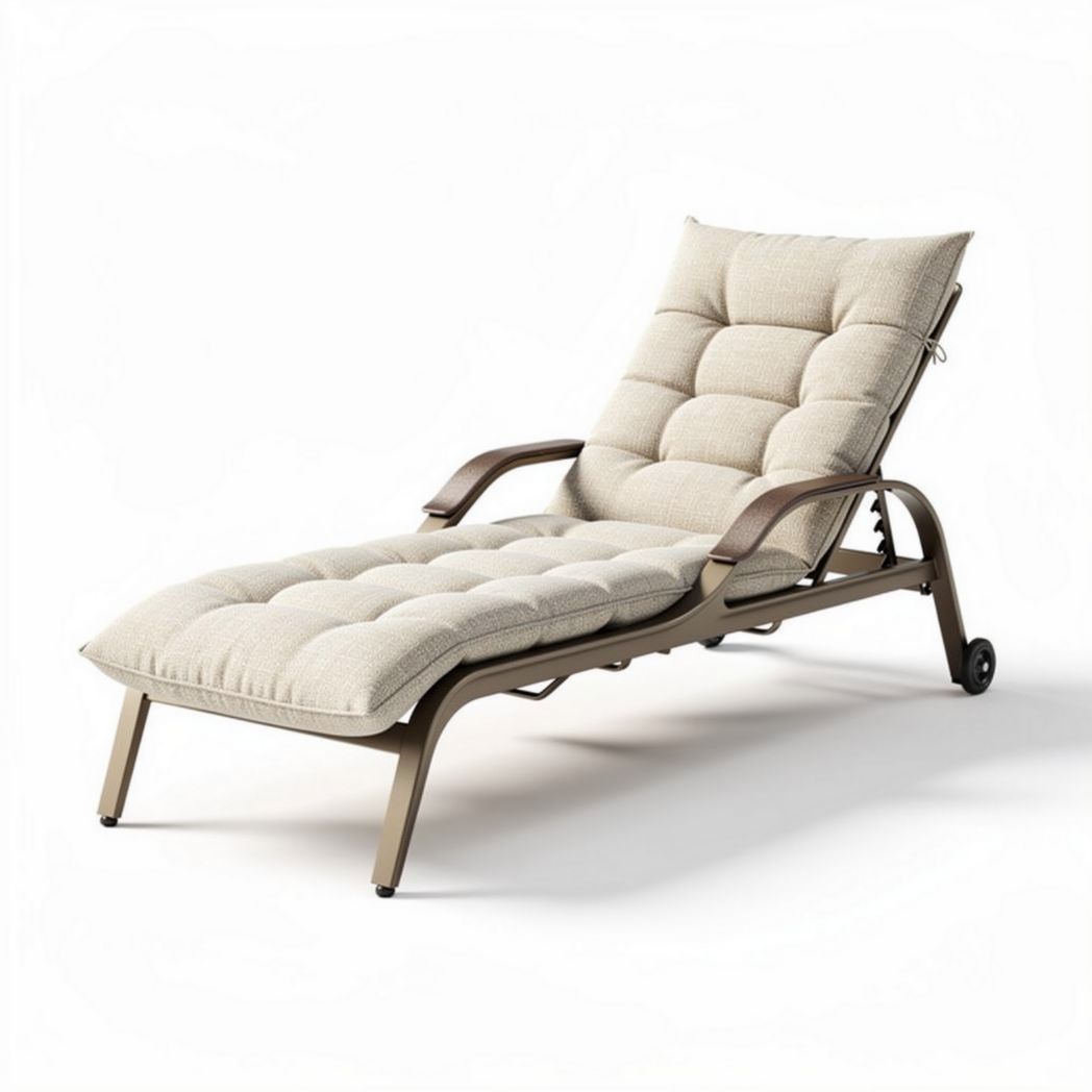 Chaise longue en aluminium et tissu beige dimensions 190 x 75 x 30cm pour jardin
