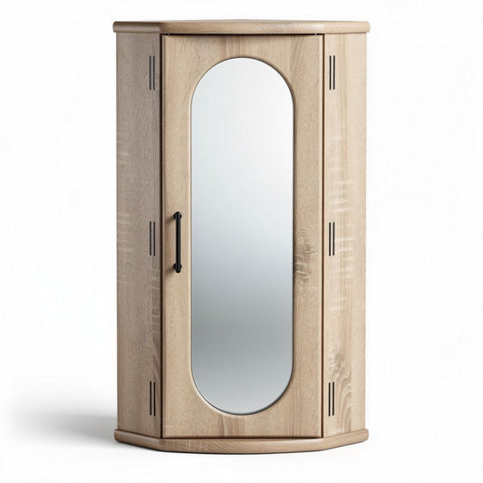 Armoire en bois clair avec miroir intégrée dimensions 50 x 30 x 170cm