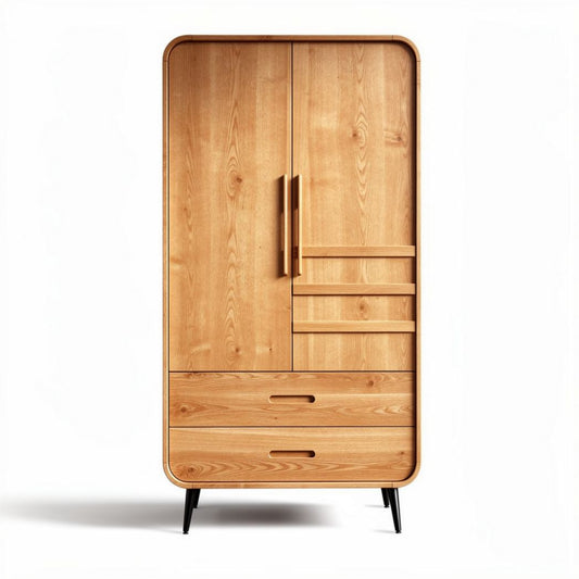 Armoire en bois de hêtre avec tiroirs et portes en 80 x 40 x 180cm