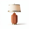 Lampe de table en céramique orange avec abat-jour en textile et base dorée 15 x 15 x 30cm