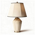 Lampe de table en céramique crème avec abat-jour en lin beige 30 x 30 x 50cm