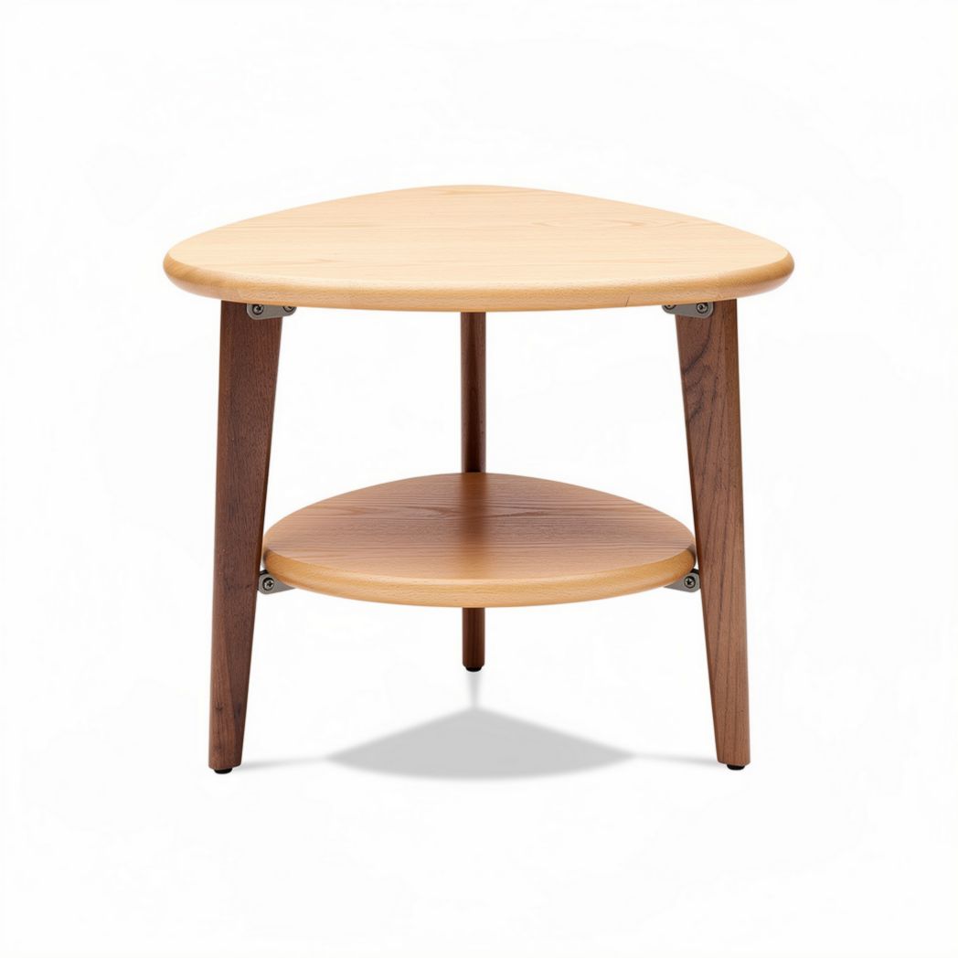 Table d'angle en bois naturel avec étagère inférieure dimensions 80 x 80 x 50cm
