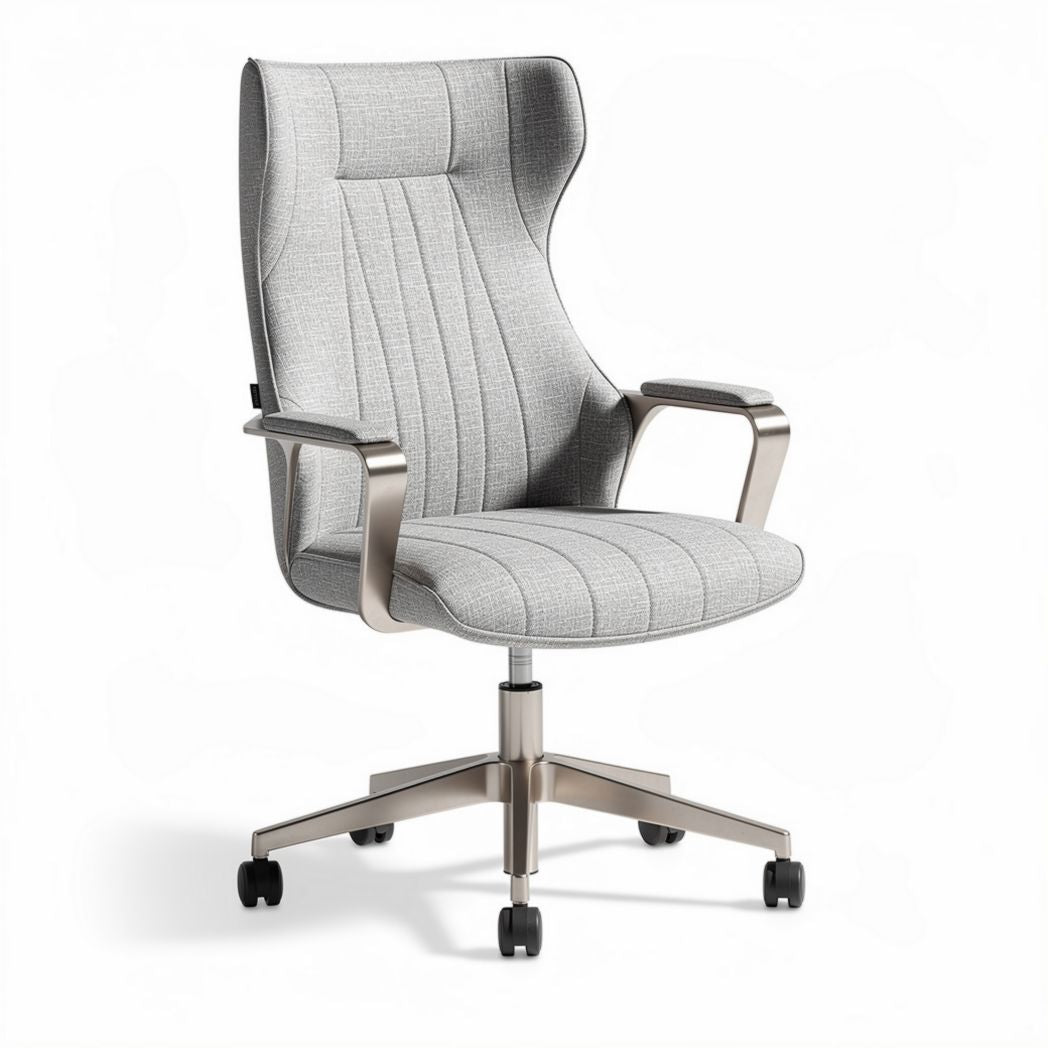 Chaise de bureau en tissu gris avec accoudoirs et roulettes hauteur réglable 60 x 60 x 120cm