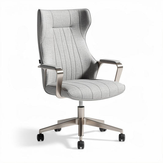 Chaise de bureau en tissu gris avec accoudoirs et roulettes hauteur réglable 60 x 60 x 120cm