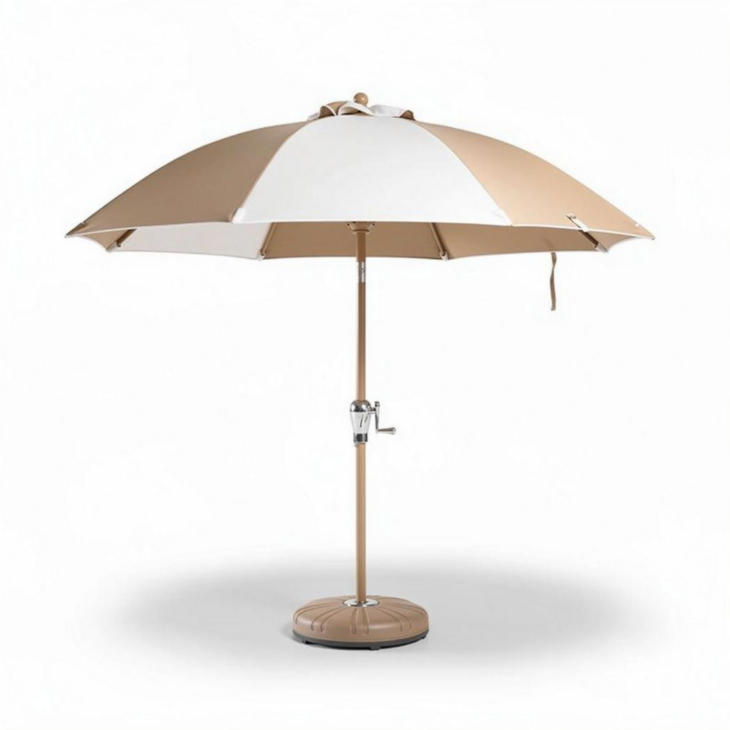 Parasol de jardin en polyester beige et blanc avec mât en aluminium 200 x 200 x 250cm