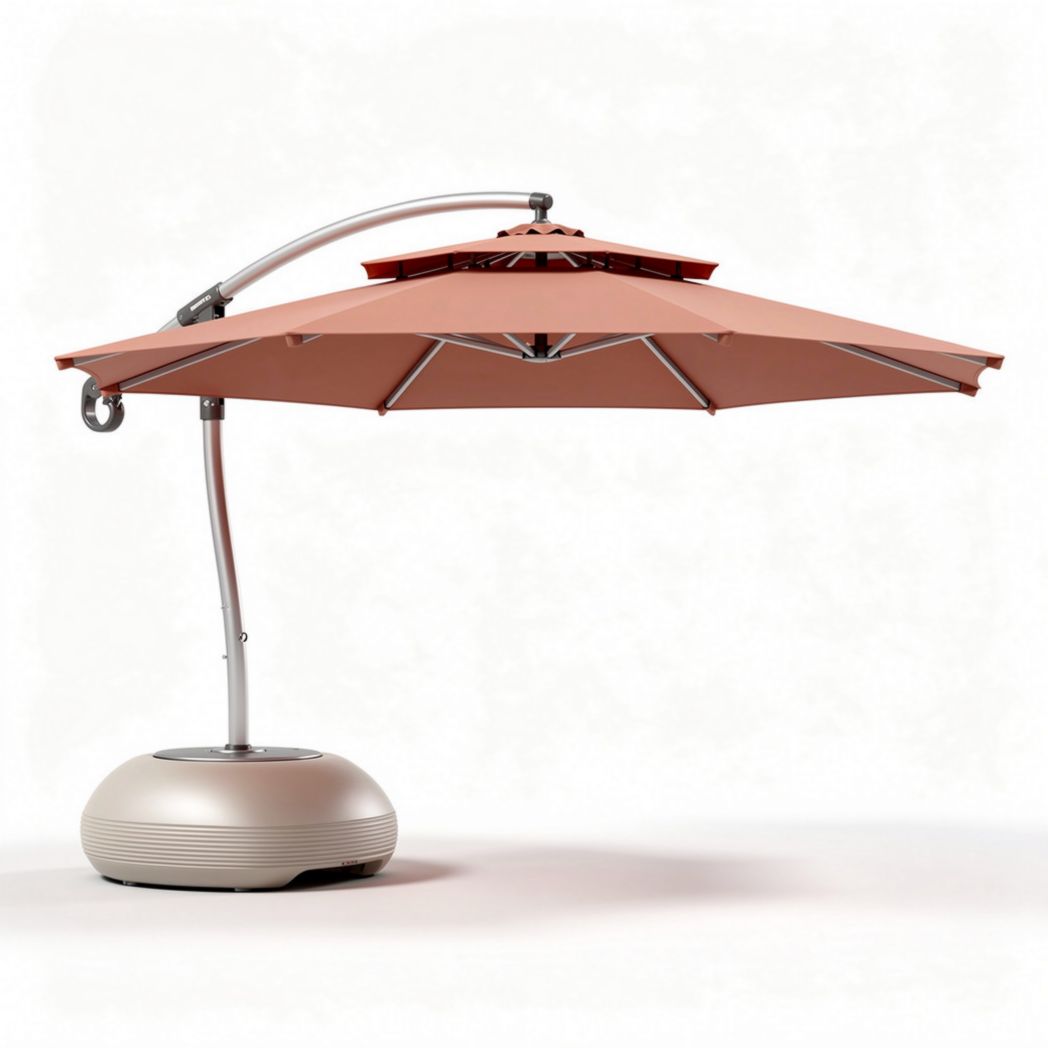 Parasol déporté en aluminium avec toile orange 200 x 200 x 250cm